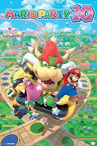 פירמידה אמריקה מריו מסיבת 10 Nintendo Wii U 2015 סדרת משחקי וידאו של מסיבות Nd קובייה Bowser Mini Games Poster ממוסגר
