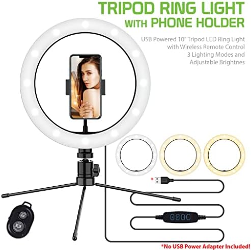טבעת סלפי בהירה אור תלת צבעוני תואם לאייסר איקוניה שלך 4 10 אינץ ' עם שלט לשידור חי / איפור/יוטיוב/טיקטוק/וידאו / צילום