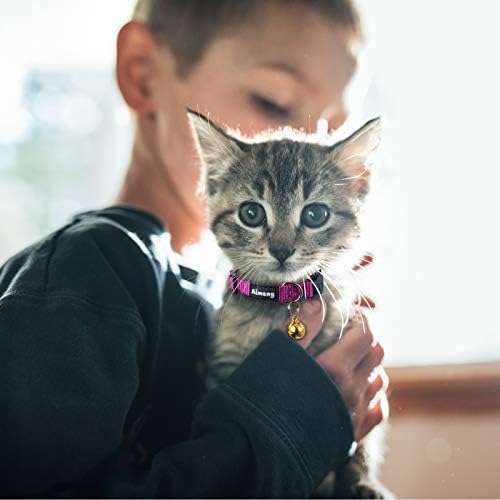 חתלתול צווארון עם פעמון, הבדלני חתול צווארון עבור חמוד ילדה מתכוונן גודל ניילון צבעוני לחיות מחמד צווארון אדום, כחול,שחור,ורוד,