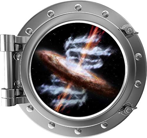 18 PortScape שטח מיידי Porthole 3D חלון Quasar Star 3 מדבקות קיר מכסף מדבק קיר נשלף מדבקת גלקסי חור שחור גרעין גלקטי חינוכי