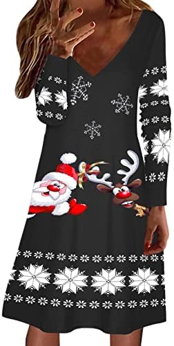סוודר חג מולד מכוער של Wytong לנשים שמלת סוודרים סרוגת איילים מצחיקים