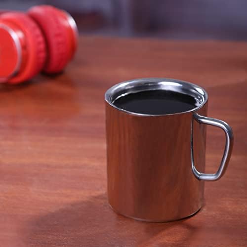 דה קוצ'ינה נירוסטה ספל קפה כפול קפה עם ידית נוחה למשקאות חמים וקרים מראה גימור ספלי כוס תה קלים לטיולים קלים