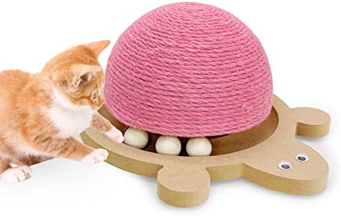 מבריק חתולים מגרד כדור, טבעי סיסל מגרד צעצוע עם רולר מסלול צעצועי עץ בסיס חתלתול צב צורת שריטה הודעה עבור מקורה חתולים אינטראקטיבי