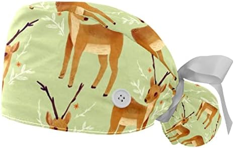 כובעים רפואיים של Lorvies לנשים עם כפתורים שיער ארוך, כובע עבודה מתכוונן 2 חלקים, צבי צבעי מים רב צבעוניים