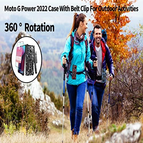 עבור Moto G Power 2022 מארז עם מגן המסך Moto G Power Case 2022 עם קליפ חגורה Moto G Power 2022 Caststand Chick Charge Case