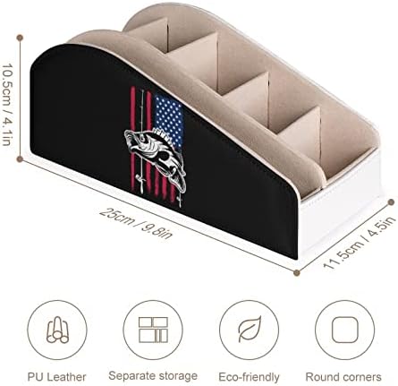 דגל בס דגל אמריקאי מחזיק בשלט רחוק קופסת מארגן עור PU עם 6 תאים קופסת אחסון לחדר שינה בסלון