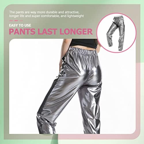 סוימיס נשים מכנסיים מתכתיים מתכתיים מכנסיים מכנסיים מכנסיים היפ הופ