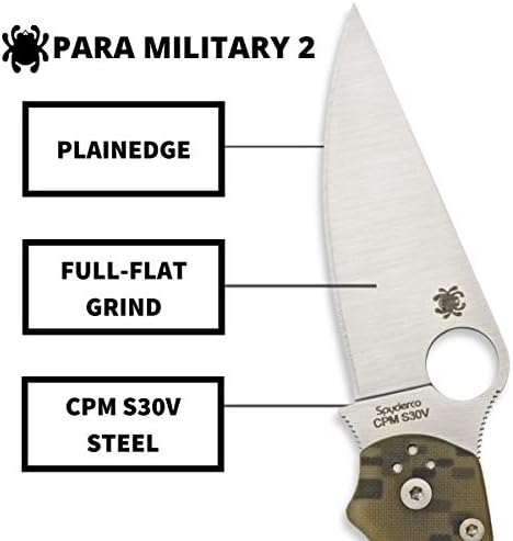 Spyderco para צבאי 2 סכין CAMO חתימה עם להב פלדה S45VN S45VN 3.42 CPM S45VN וידית G -10 עמידה - Plainedge