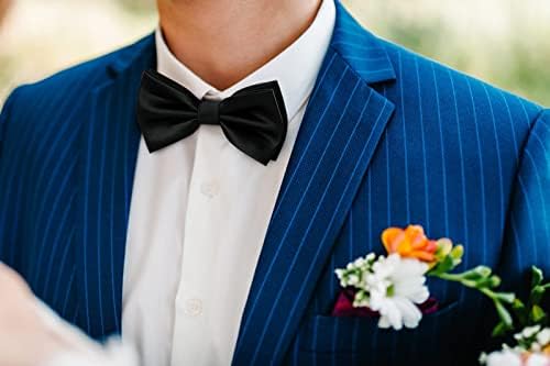 עניבות פרפר לגברים מוצק צבע עצמי עניבת עניבת פרפר כיס כיכר סט קלאסי פורמליות סאטן עניבות פרפר עבור טוקסידו מסיבת