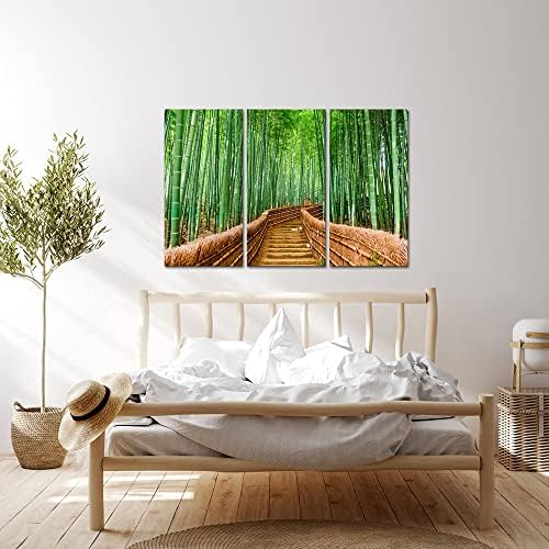 3 חתיכות גדול בד הדפסת קיר אמנות במבוק יער נתיב בקיוטו יפן טבע במדבר נוף ציור צילום ריאליזם כפרי סניק תמונה עבור