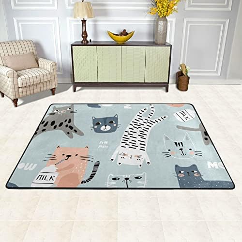 שטיח אזור רך גדול חתולי חתלתול מצחיק משתלת שטיח פליימט שטיח לילדים משחק חדר שינה חדר חדר שינה 4 'x 6', שטיח תפאורה ביתית
