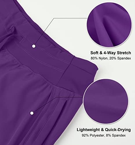 מכנסיים קצרים של דיוריגין לנשים 7 אינץ 'ריצה אתלטית עם 3 כיסי רוכס