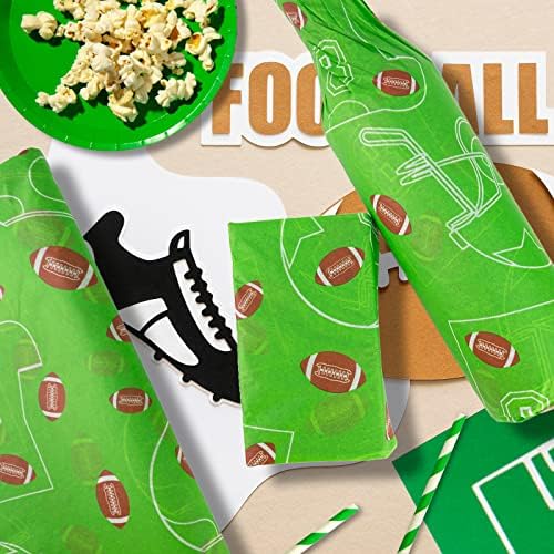 100 גיליונות נייר טישו כדורגל בתפזורת, נייר טישו כדורגל חום וירוק לשקיות מתנה, נייר טישו כדורגל ירוק חום למסיבת