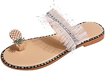 נשים סנדלים שטוחים בנות מצלצלות דירות בוהן סגנון בוהמי סגנון בוהמי נעלי נעלי בית מזדמן
