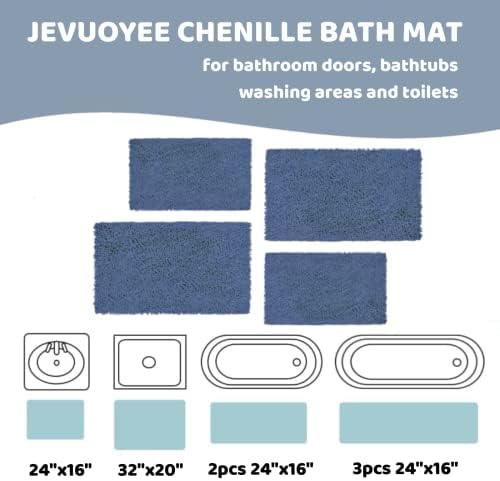 Jevuoyee שטיח אמבטיה כחול מיקרופייבר מחצלת אמבטיה ללא החלקה מחצלת מטבח יבש מהיר שטיפה סופר סופגת סופגת מחצלת מקלחת לסלון מטבח