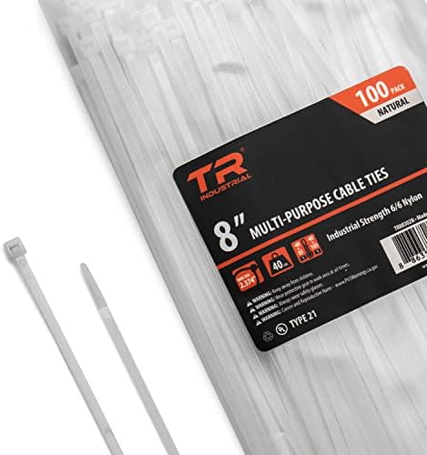 TR תעשייתי רב-תכליתי עמידות בפני UV עמידות בפני כבלים טבעיים, 8 אינץ ', 100 חבילה