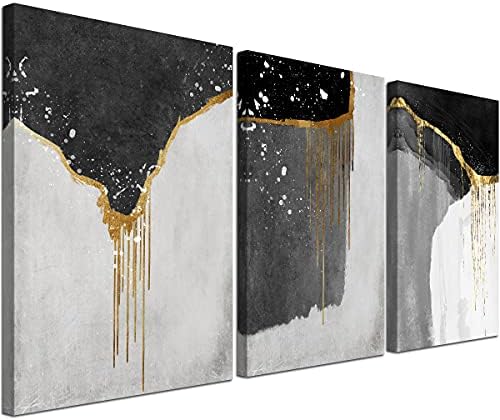 LOOMARTE 3 חלקים מופשטים אמנות קיר בשחור לבן עיצוב קיר לבן מודרני ממוסגר שחור שחור אפור חדר שינה בוהו דפיס יצירות אמנות לאמבטיה