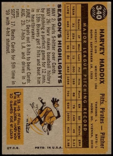 1960 Topps 340 Harvey Haddix Pittsburgh Pirates Cards's Cards 5 - Ex Pirates