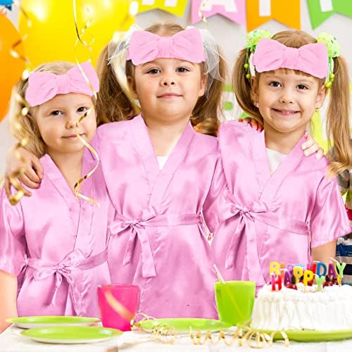 18 יחידות מסיבת ילדה גלימות בגימור כיסוי עיניים סט סאטן ספא מסיבת חלוק קטיפה עין מסכת קשת סרט לילדים מסיבת גודל 8