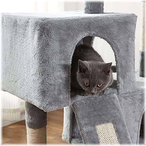חתול מגדל, 34.4 סנטימטרים חתול עץ עם גירוד לוח, 2 יוקרה דירות, חתול עץ לגורים, יציב וקל להרכיב, עבור חתלתול, חיות