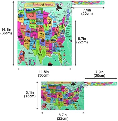 DJYQBFA קריקטורה צבעונית ארהב מפה שקיות יבשות רטובות 2 יחידות שקיות רטובות אטומות למים שקיות יבשות רטובות לשימוש