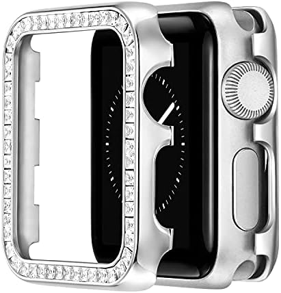 PROATL תואם למארז Apple Watch נוצץ 38 ממ, מקרי מגן של Bling עם יוקרה מדהימת יהלום קריסטל מרובע גדול עם קופסת מתנה לסדרת