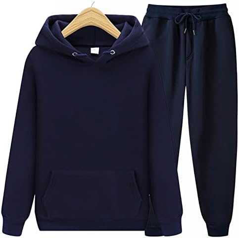 MMYYDDS סוודר גברים כותנה כותנה לגדי ספורט קפוצ'ון דו חלקים + מכנסיים חליפת מסלול סווטשירט