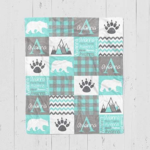 שמיכת תינוקות יוניסקס - מתנת מקלחת - צבעים אפורים - הרים הדפסי כפות דוב