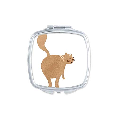 חום חמוד חתול הליכה בעלי החיים מראה נייד קומפקטי כיס איפור כפול צדדי זכוכית