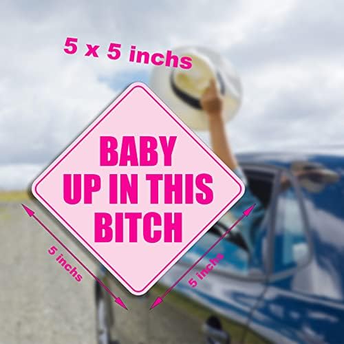 2 יחידים תינוקות במדבקת מכוניות זו למכוניות, מדבקת פגוש ורוד אטום למים, מדבקות אזהרה לבטיחות לתינוקות למכוניות