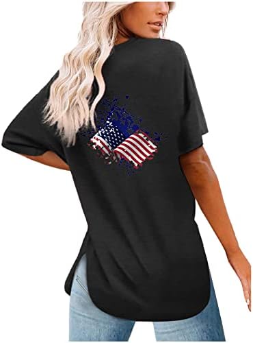 חולצות טי גרפיות של דגל אמריקאי לנשים צמרות וינטג