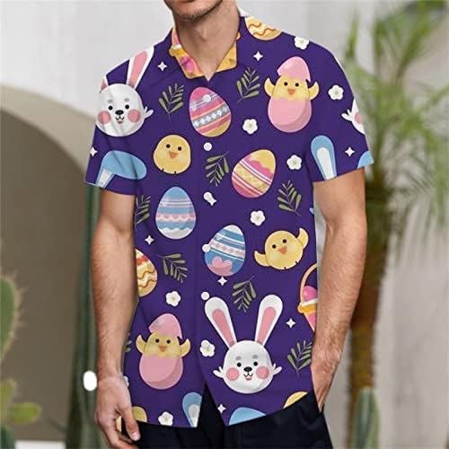חולצות פסחא לגברים ביצי פסחא מצחיקות גזר ארנב כפתור מודפס חולצות הוואי