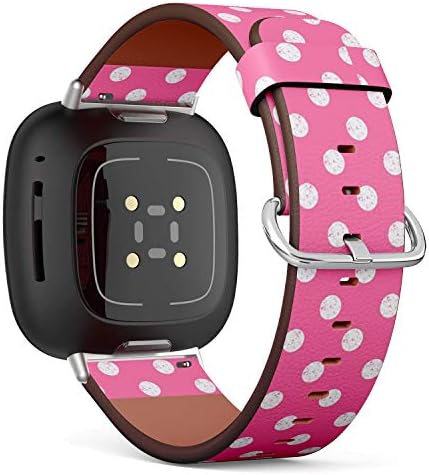 רצועת שעון עור חלופית של שעועית Q, תואמת את Fitbit Versa 3/4 ו- Fitbit Sense/Sense 2 - Polka Polka Dot