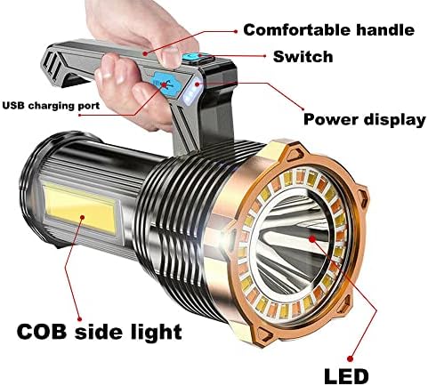 פנס LED LED פנס USB נטען, פנסים לומנים גבוהים במיוחד עם פנסים ואור ווים, 8 מצבים תאורת, 19x LED, קמפינג טקטי בעל