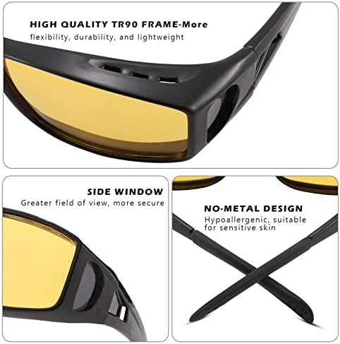 משקפי שמש מקוטבים Azorb מתאימים למשקפיים לגברים נשים הנוסעות עוטפות משקפי שמש עם UV 400 הגנה TR90