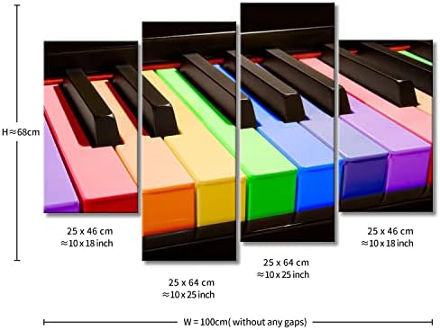 כך מטורף אמנות-פסנתר קיר אמנות תפאורה צבעוני פסנתר מפתח בד תמונות יצירות אמנות 4 פנל מוסיקה ציור הדפסי לבית סלון