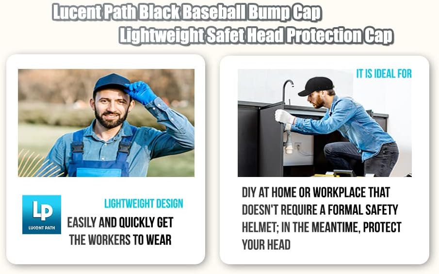 6 חבילות - Lucent Path Black Balmball Bumbal Bump Cap Hat Hat Hat Caps בטיחות לגברים ונשים