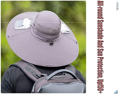 לטיולי ספורט חיצוניים קמפינג כובע מעריצים מופעל סולארי, הגנת השמש הקיץ כובע שוליים רחב/כובע דיג/שמש חה