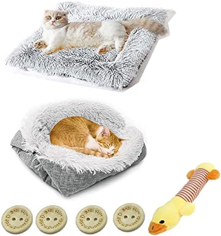כלב מיטת חם קטיפה חתול מחצלת מתקפל כלב מיטות סופר רך גור מיטת בית קן תכליתי כרית לחיות מחמד מוצר אבזרים, אפור
