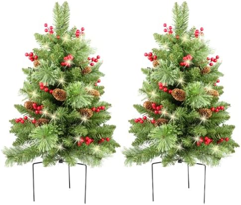 Homekaren עץ חג המולד 30 אינץ 'מקדים 2 מסלול מסלול מרפסת עצי חג המולד עצי חג המולד סוללת LED לפני אור מופעלת עיצוב חג