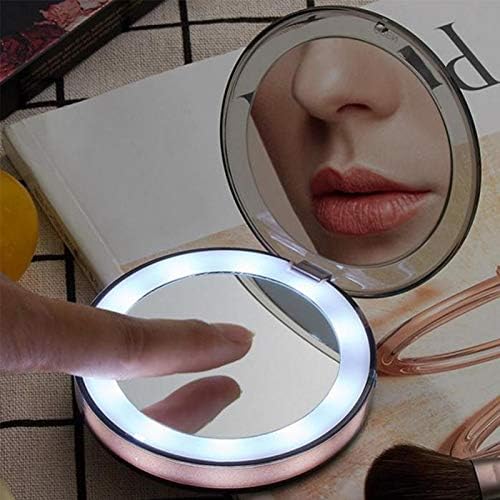 מיני איפור מראה קומפקטי כיס פנים שפתיים קוסמטי מראה נסיעות נייד תאורת מראה מגדלת זכוכית מתקפל