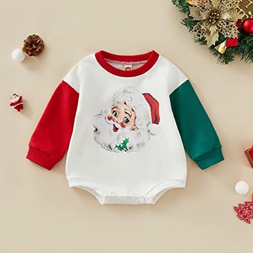 תלבושת חג המולד לתינוק ילדה ילד חג המולד עץ חג המולד סנטה סווטשירט רומפר גדול