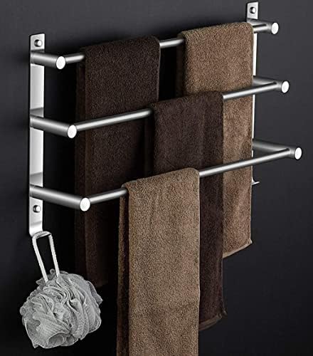 מגבת מתלה שלוש-בר קיר רכוב מגבת רכבת עם שני בצורת ווים, עבור מטבח אמבטיה אסלה מלון משרד