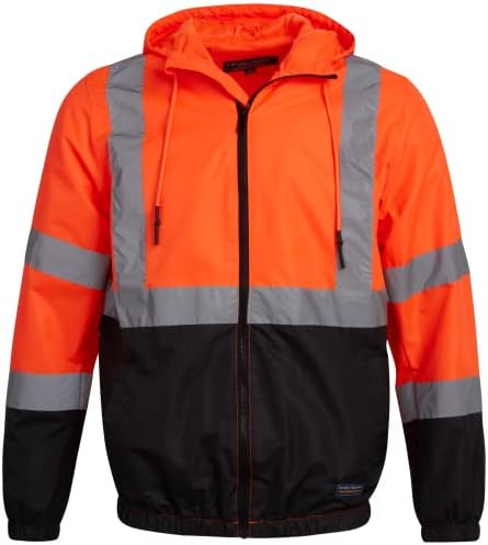 Bass Creek Outfitters ראות גבוהה של גברים בטיחות רפלקטיבית ז'קט רוח רוח היי היי ויקור בגדי עבודה אטום למים ANSI/ISEA