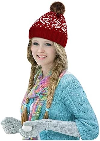 כובעי חורף לנשים סרוגים כפית שלג כובע שלג חג המולד מטושטש כובע פו פו כובעי בייסבול צמר חם
