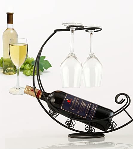 הומיה שולחן שולחן מתכת יין מתלה בקבוק יין מוגבה אנכי משטח יין מארגן תצוגת זכוכית, שולחן אוכל מציע כוסות יין כמתנות, מחזיק