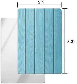 קמסטר עץ פסים תבואה קומפקטי מראה בתפזורת 4 חבילה כרטיס מראה, כחול לוח טבע קטן קומפקטי מראה עבור ארנק, מלבני כף יד כיס איפור