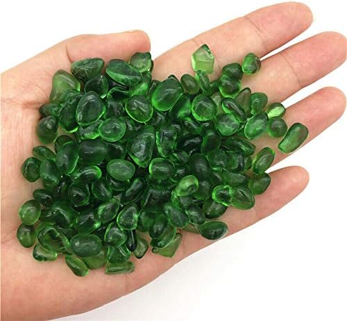 אג216 50 גרם 7-9 ממ ירוק זכוכית חצץ זיגוג אבן רוק מלוטש אקווריום דגימה דקור טבעי אבנים ומינרלים מתנה