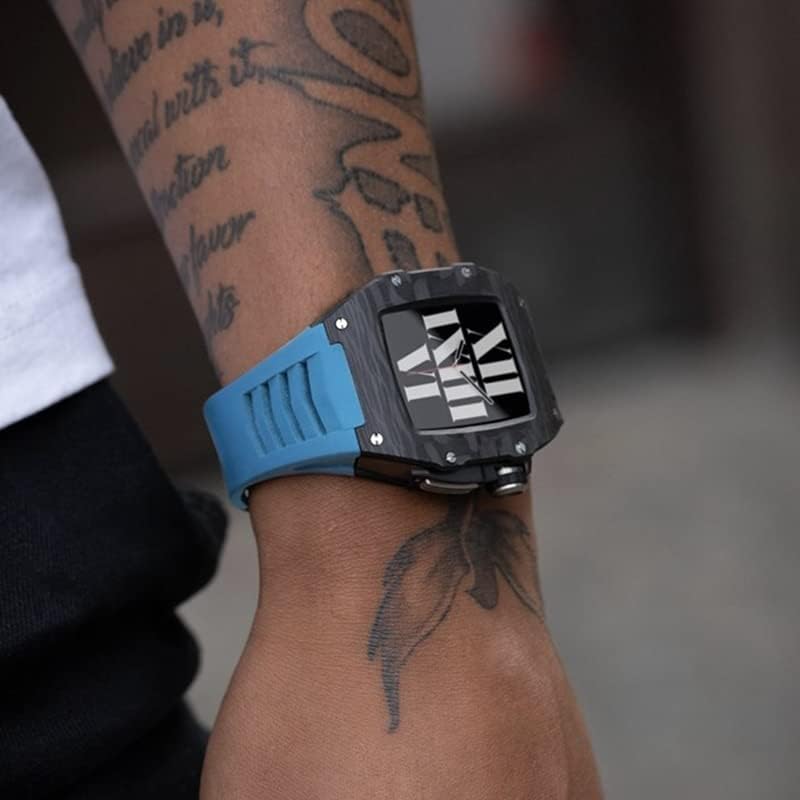 Azanu מארז מתכת חדש ל- Apple Watch 44 ממ 45 ממ רצועת שעון נירוסטה עבור Apple Watch 7 41 ממ מעטפת פס IWatch
