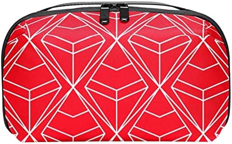 תיק איפור גיאומטרי של יהלום לבן אדום לתיק איפור דפוסי ארנק נייד תיק מארגן נסיעות למוצרי טיפוח לנשים